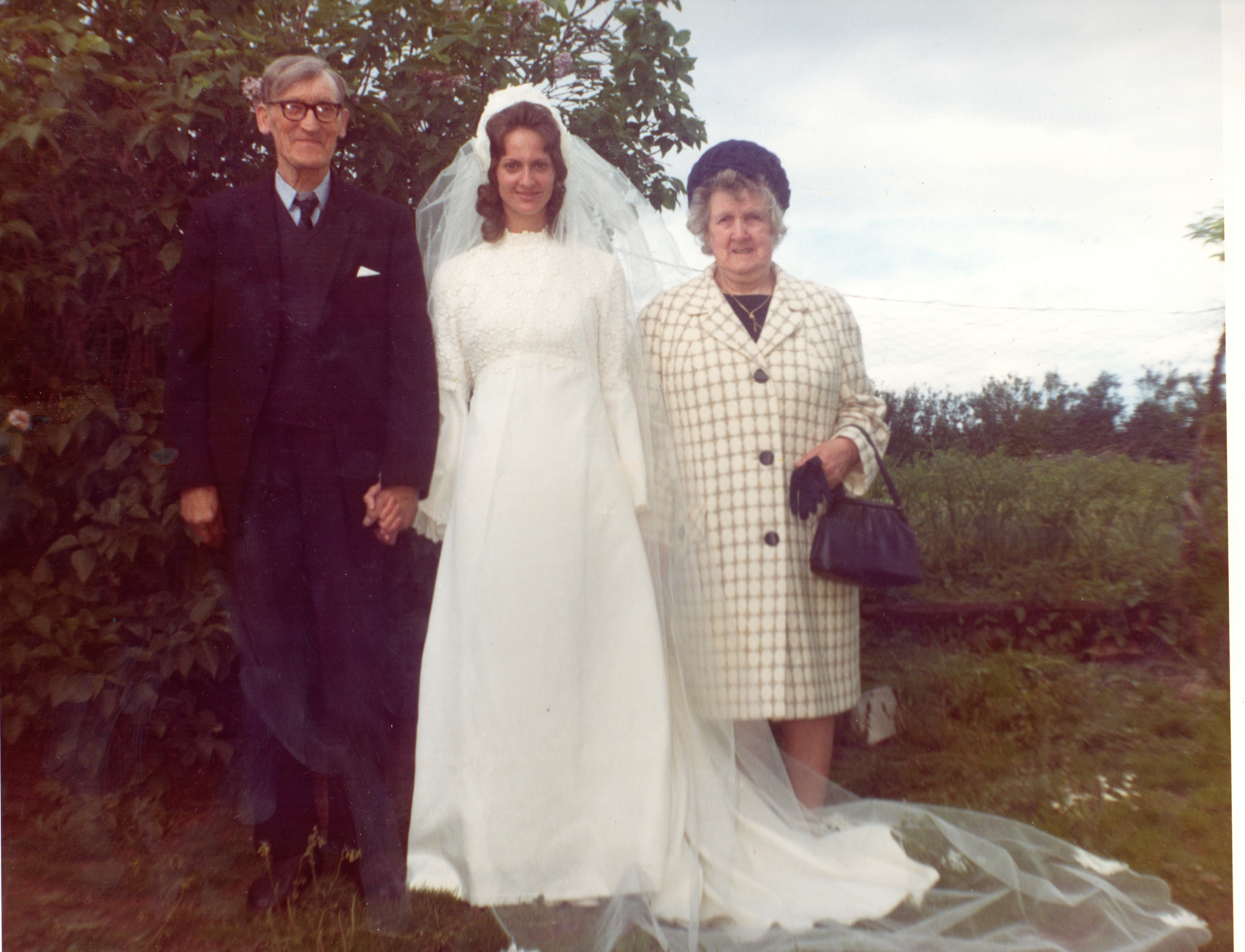 Carmel with grandparents on her wedding day 27 May 1972